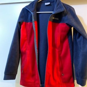 Columbia Youth 14/16 Color-block Red/Blue Full Zip Fleece Jacket